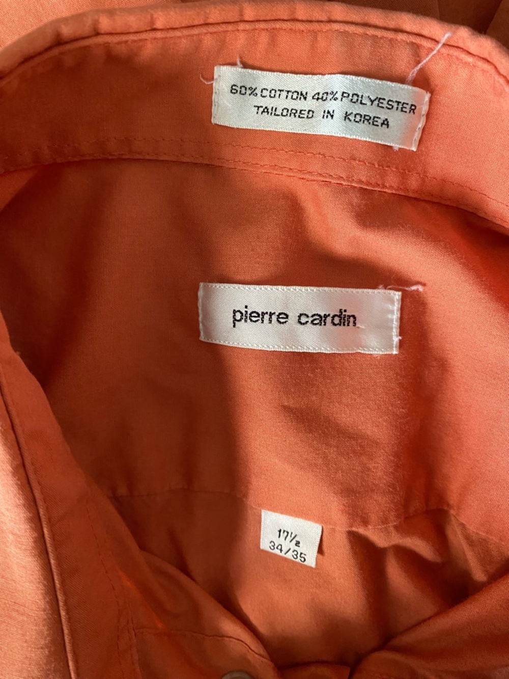 Vintage Pierre Cardin Burnt Orange Dress Shirt 17.5 34/35